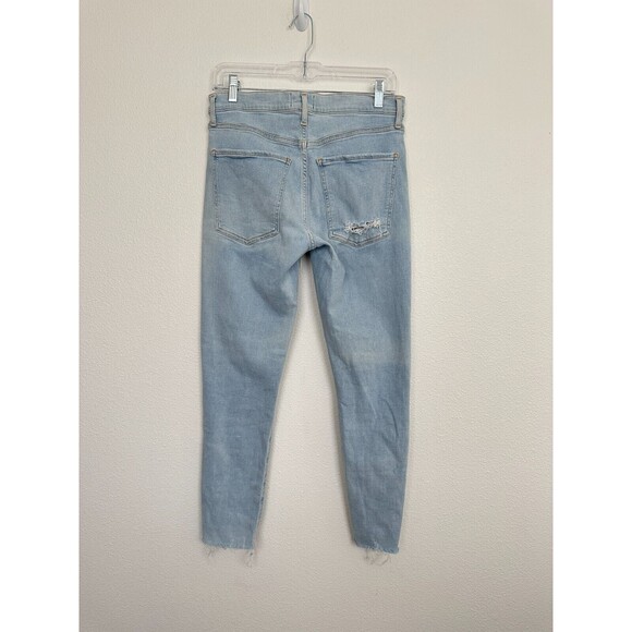 Agolde Women's Sophie High Rise Skinny Crop Light Wash Blue Distressed Size 30 - Picture 7 of 10